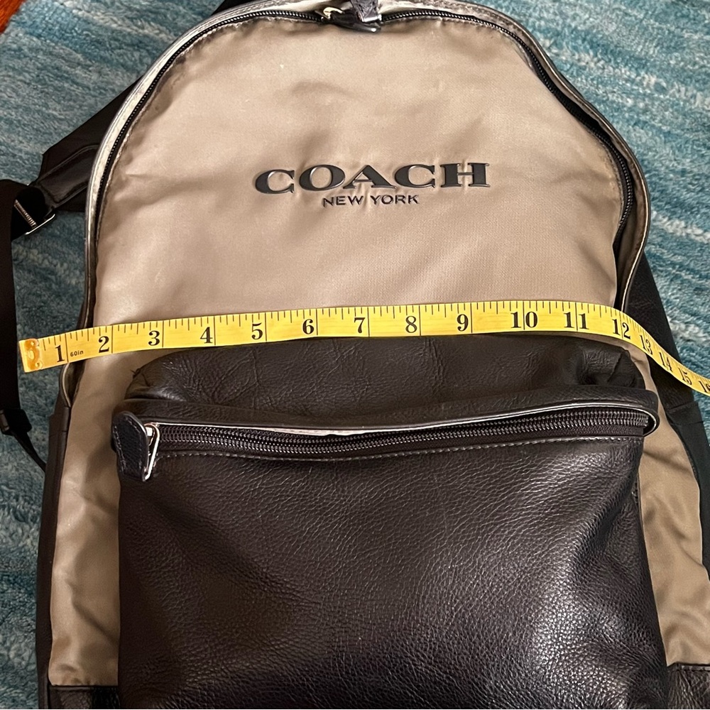 Coach Campus Backpack F71674 Leather & Nylon Tan/Green and Black - Picture 6 of 11